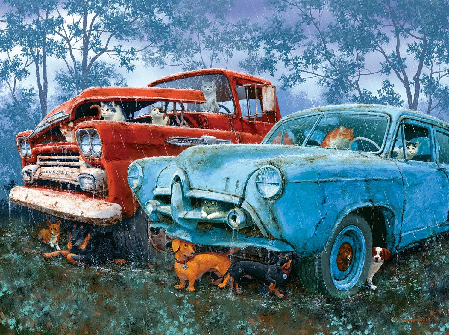 Best Sale 💯 SunsOut Raining Cats And 🦮 Dogs 🎁