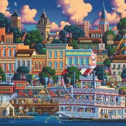 Promo ⌛ Dowdle Folk Art 500 Pieces Mark Twain's Hannibal 👍