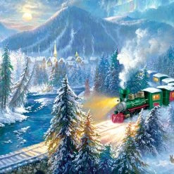 Hot Sale 🛒 SunsOut 500 Pieces Mountain 🎁 Christmas Train 🔔