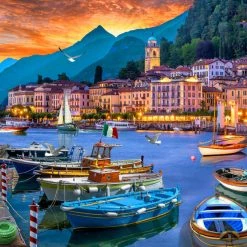 Hot Sale ⌛ Vermont 🎄 Christmas Company 1000 Pieces Lake Como Harbor ⌛