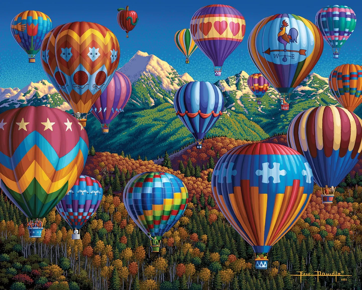 New ❤️ Dowdle Folk Art 500 Pieces Up, Up And Away 🎁